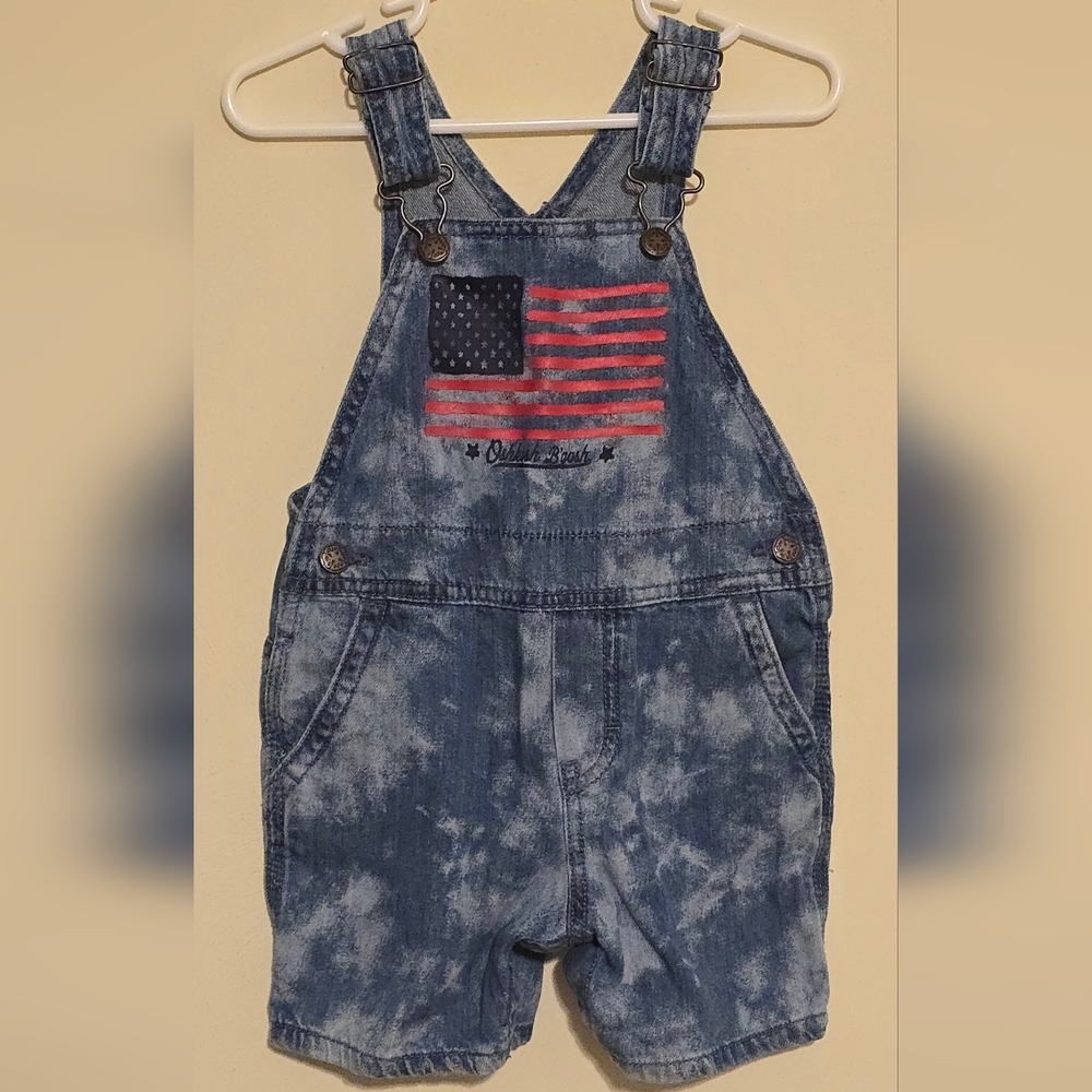 OshKosh B'gosh Tie-Dye Blue Overalls with Flag